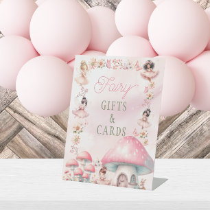 Fairy Mushroom House Pink Birthday Gifts Pedestal Sign