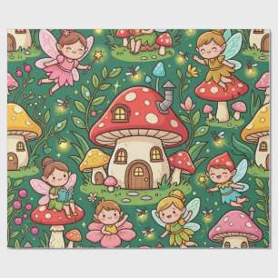Fairy Mushroom House Wrapping Paper