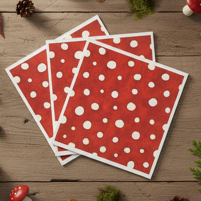 Fairy Mushroom Red and White Polka Dot Pattern  Napkin (Fairy Mushroom Red and White Polka Dot Pattern Napkins)