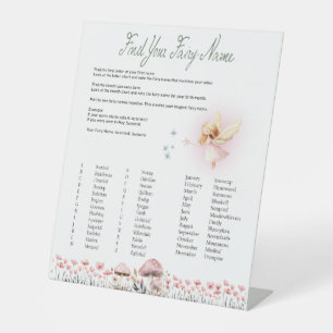 Fairy Name - Fairy First Birthday Pedestal Sign