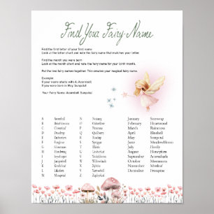 Fairy Name - Fairy First Birthday Poster