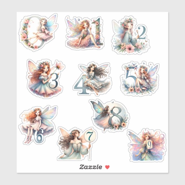Fairy Number Stickers (Sheet)