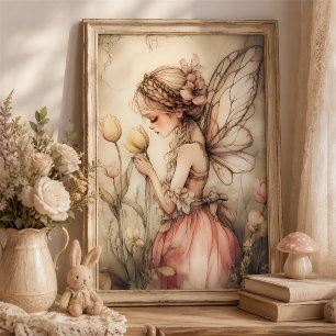Fairy Nursery Whimsical Wall Art with Flowers