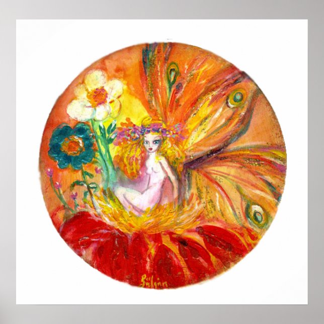 FAIRY OF THE FLOWERS ,Red Yellow White Fantasy Poster (Front)