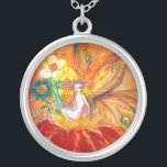 FAIRY OF THE FLOWERS SILVER PLATED NECKLACE<br><div class="desc">Whimsical , colourful and vibrant  flower fairy , acrylic painting .(c) by Bulgan Lumini .</div>