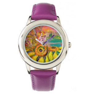 FAIRY OF THE SUNFLOWERS.Pink Fuchsia Watch