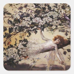 Fairy on a Branch Square Sticker