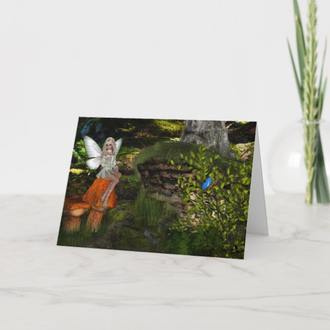 Fairy on a Mushroom Design 2 Greeting Card (Front)