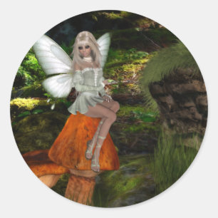 Fairy on a Mushroom Design 2 Stickers