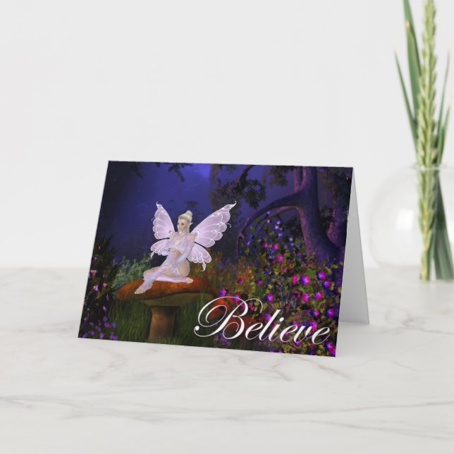 Fairy on a Mushroom Design 3 - Believe Card (Front)