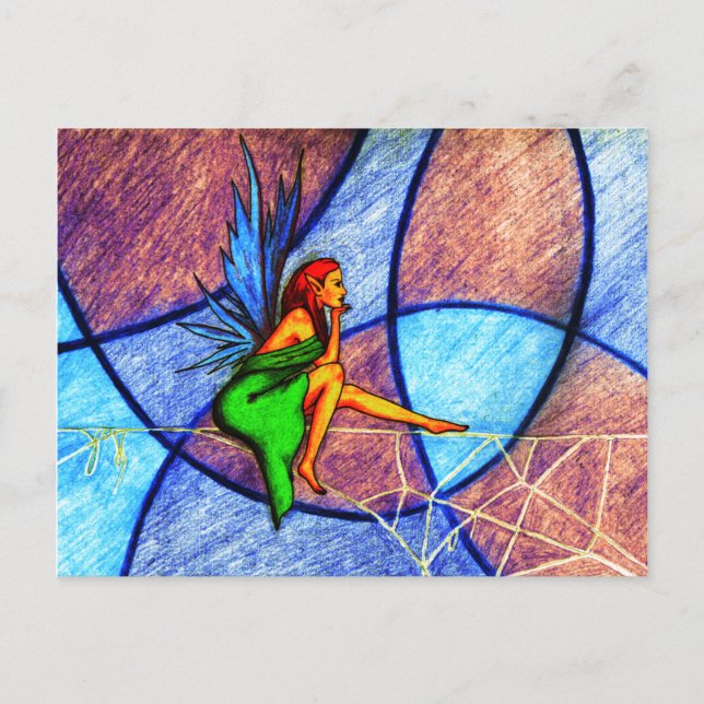Fairy on a spider web postcard (Front)
