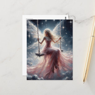 Fairy on a Swing in a Pink Dress Postcard