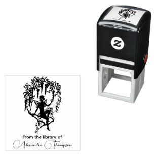 Fairy on Flowery Branch Library Book Name Self-inking Stamp