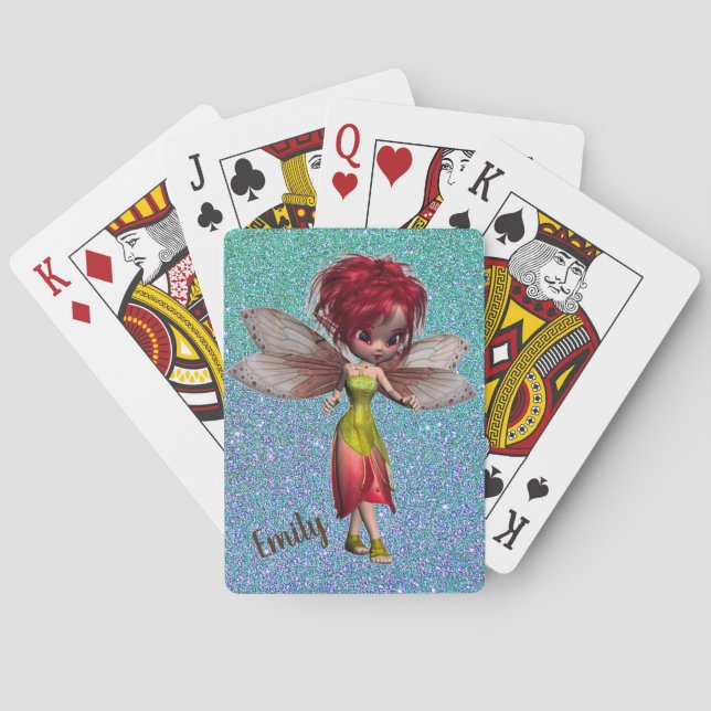 Fairy on Glitter Playing Cards (Back)