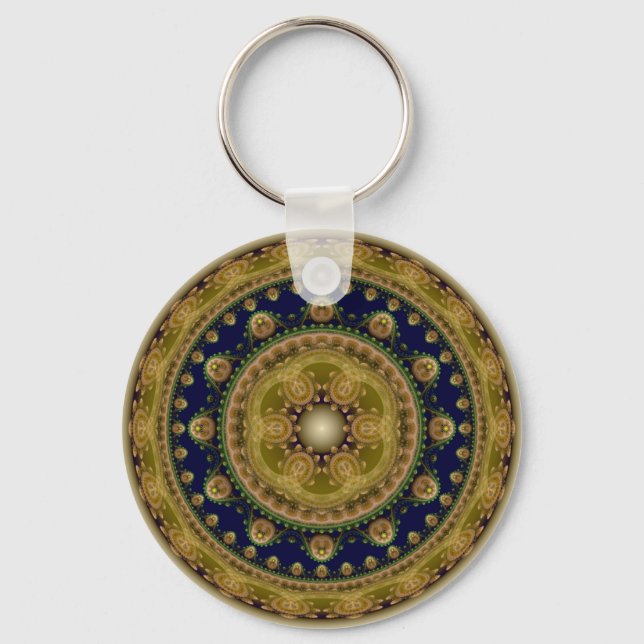 Fairy oriental round fractal pattern key ring (Front)