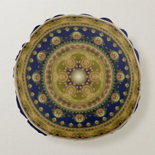 Fairy oriental round fractal pattern round cushion