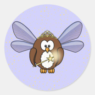 fairy owl classic round sticker