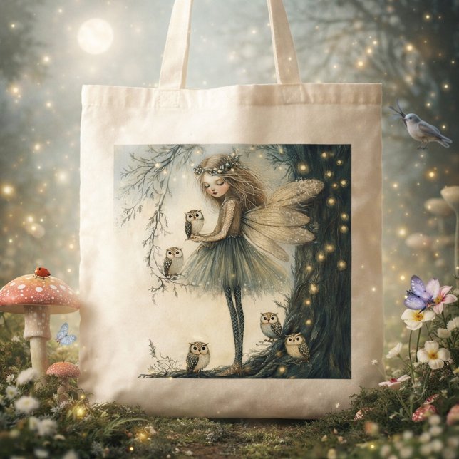 Fairy & Owl Tote Bag (Creator Uploaded)
