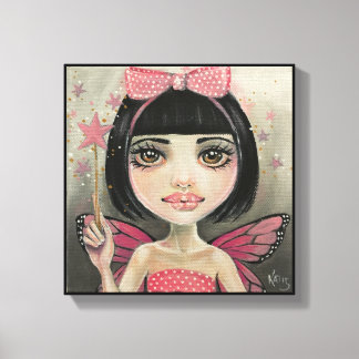 Fairy Painting, Fairy in polka dots, pink fairy Canvas Print