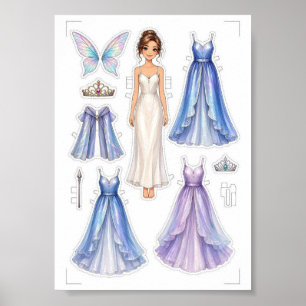 Fairy Paper Doll Cut-Out Activity for Girls Kids Poster
