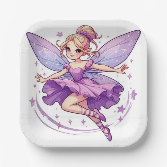 Fairy Paper Plate – Cute Party Decor for Girls (Front)