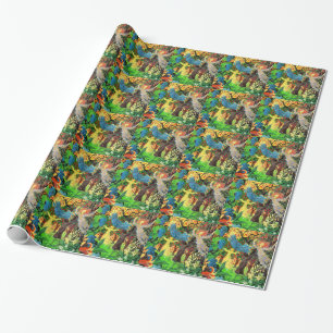 fairy people in the forest wrapping paper
