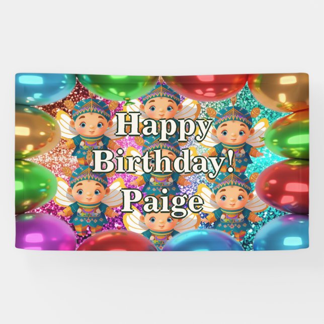 Fairy Personalised character birthday banner (Horizontal)