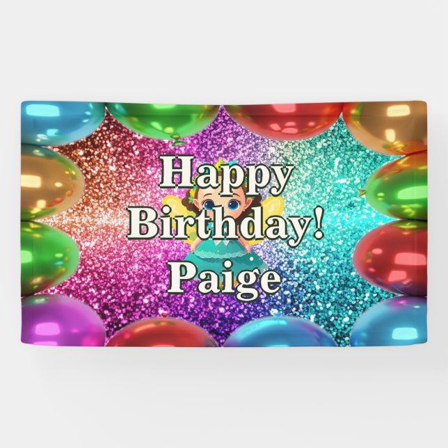 Fairy Personalised character birthday banner (Horizontal)