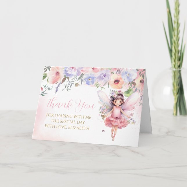 Fairy pink forest Thank You Card  (Front)