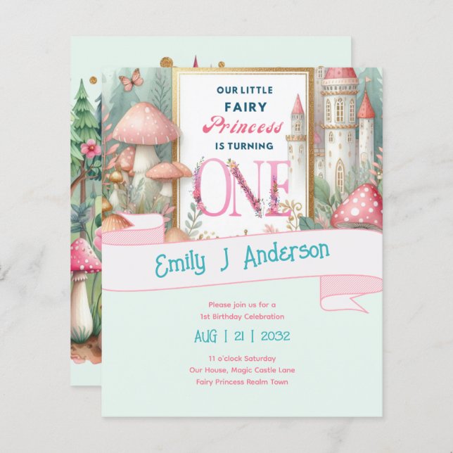 Fairy Princess 1st Birthday Fairycore Fairytale (Front/Back)