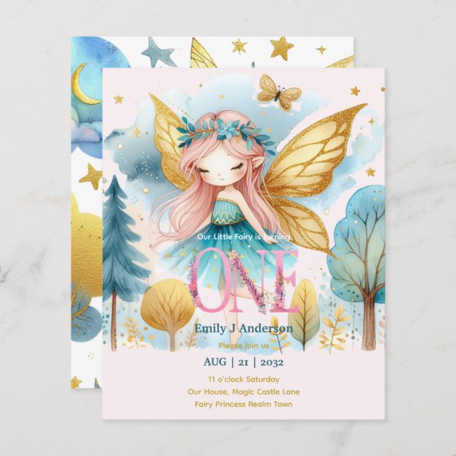 Fairy Princess 1st Birthday ONE Pink Fairycore (Front/Back)
