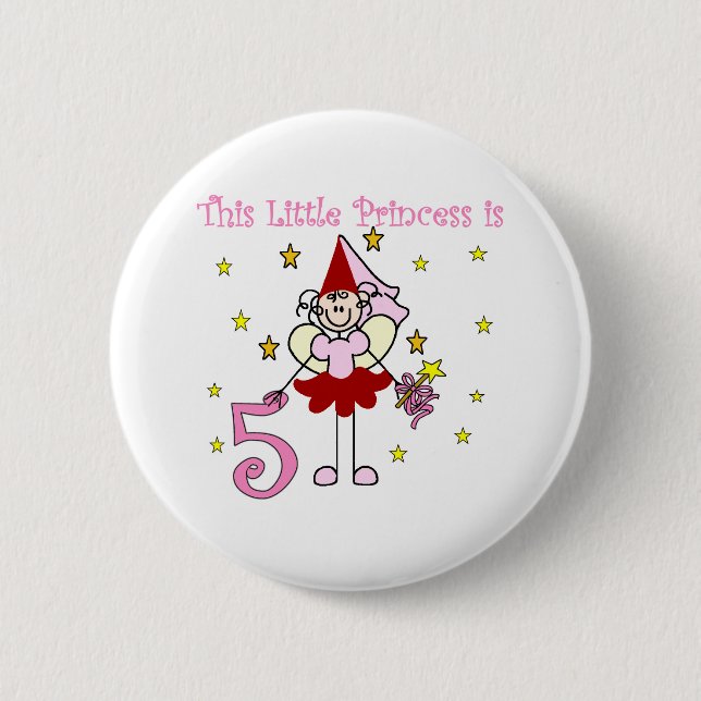 Fairy Princess 5th Birthday 6 Cm Round Badge (Front)