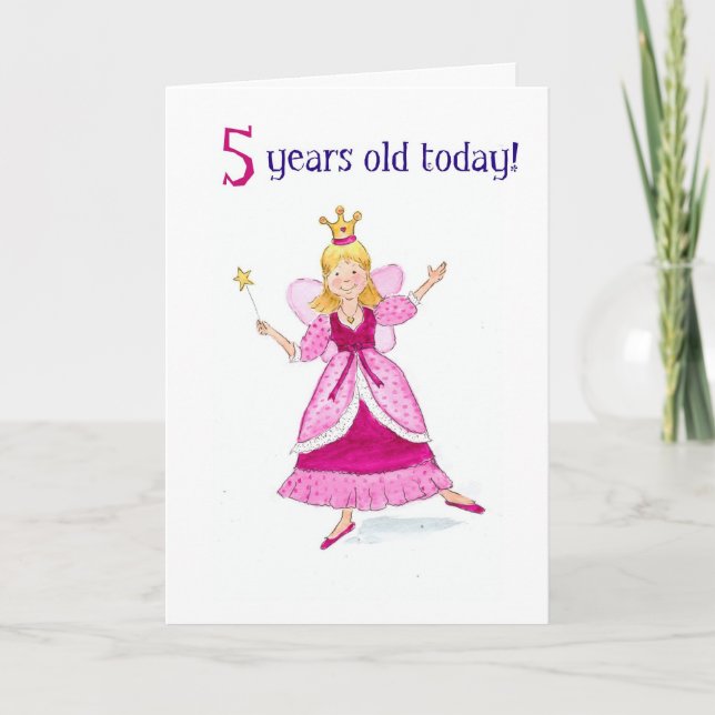 Fairy Princess 5th Birthday Card (Front)