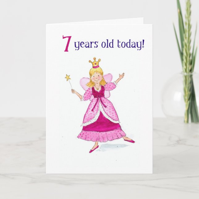 Fairy Princess 7th Birthday Card (Front)