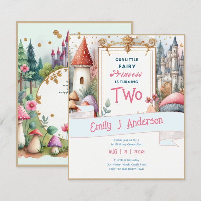 Fairy Princess Birthday 1st 2nd 3rd 4th Fairycore  (Front/Back)