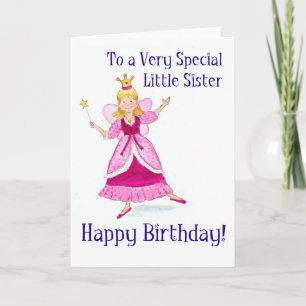 Fairy Princess Birthday Card for a Little Sister