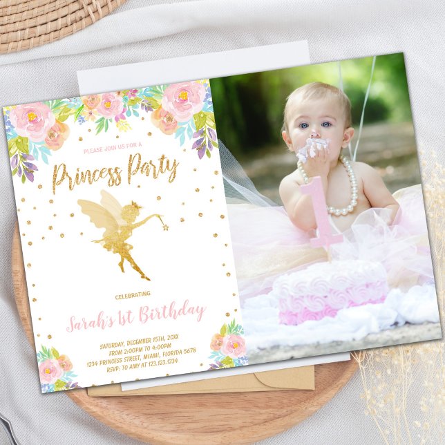 Fairy Princess Birthday Invitations with Photo (Fairy Princess Birthday Invitations with photo)