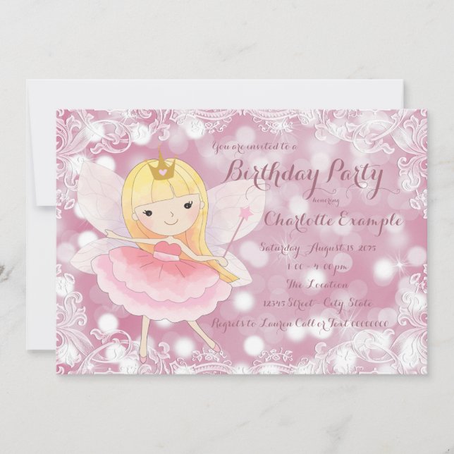 Fairy Princess Birthday Party Invitation (Front)