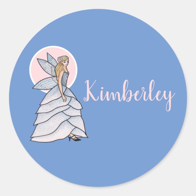 Fairy Princess Bride Dress Fashion Illustration Classic Round Sticker (Front)
