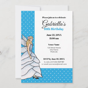 Fairy Princess Bride Dress Fashion Illustration Invitation