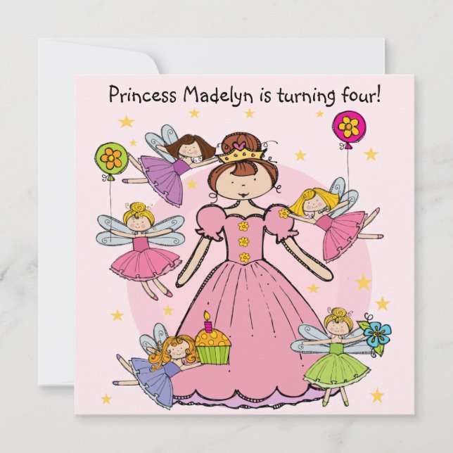 Fairy Princess Customised Birthday Invites (Front)