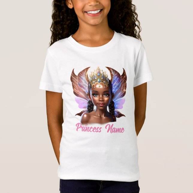 Fairy princess DIY name girls birthday theme T-Shirt (Front)