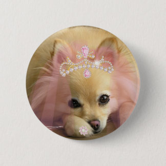 fairy princess dog with diamond crown 6 cm round badge