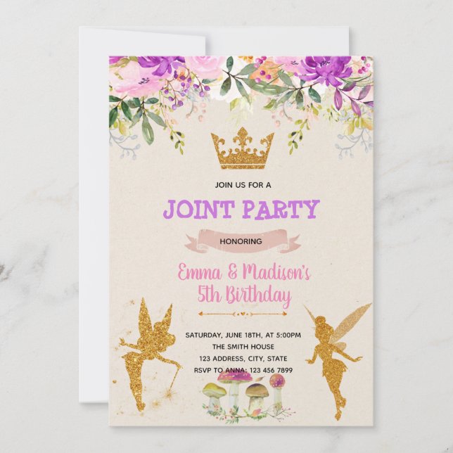 Fairy princess party invitation (Front)