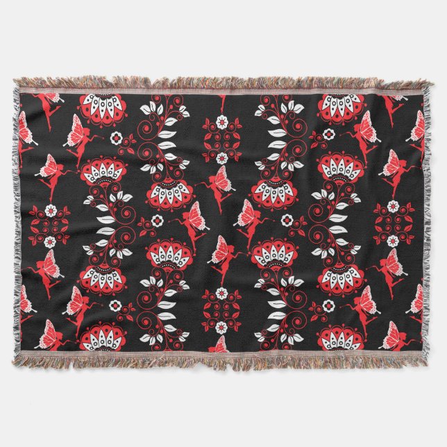 Fairy Princess Pattern Print Throw Blanket (Front)