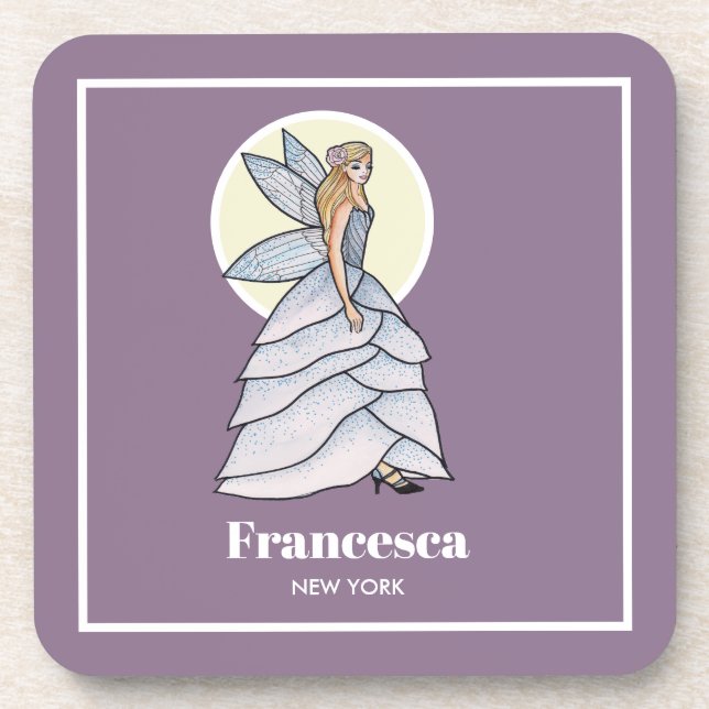 Fairy Princess Petals Dress Fashion Illustration Coaster (Front)