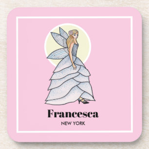 Fairy Princess Petals Dress Fashion Illustration Coaster