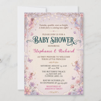 Fairy Princess Pink Fantasy Magical Forest Invitation