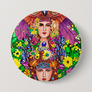 Fairy Princess Sisters floral original art nouveau 7.5 Cm Round Badge