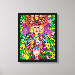 Fairy Princess Sisters Owl original art nouveau  Canvas Print